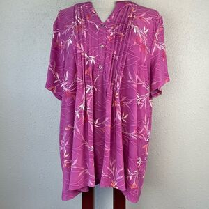 EUC Croft & Barrow Women’s Pink and Orange Floral Short Sleeve Top Size 1X